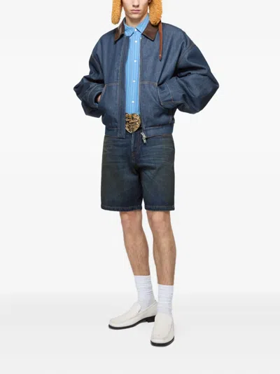 Acne Studios Men Denim Jacket With Contrasting Collar In Blue