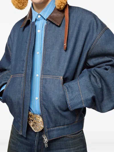 Acne Studios Men Denim Jacket With Contrasting Collar In Blue