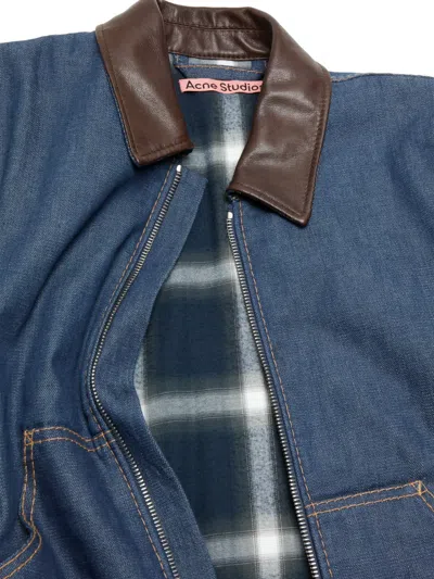 Acne Studios Men Denim Jacket With Contrasting Collar In Blue
