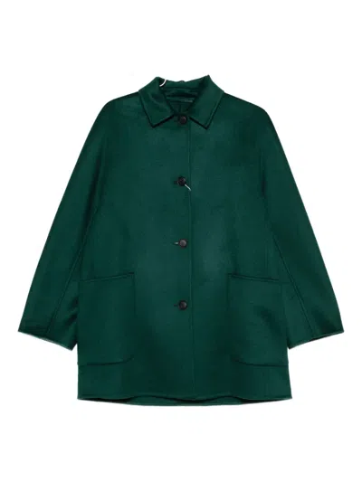Max Mara Patch-pocket Button Coat In Green