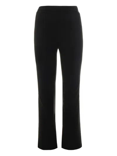 Elisabetta Franchi Straight-leg Cropped Crepe Pants With Gold Accents In Black