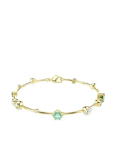 Swarovski Constella White & Green Crystal Flex Bracelet In Gold