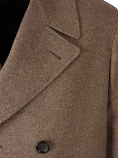 Canali Double-breasted Coat In Brown