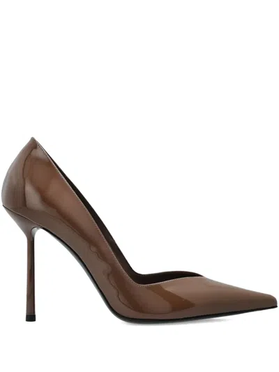 LEATHER POINTED-TOE HEELED PUMPS
