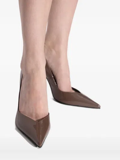 LEATHER POINTED-TOE HEELED PUMPS