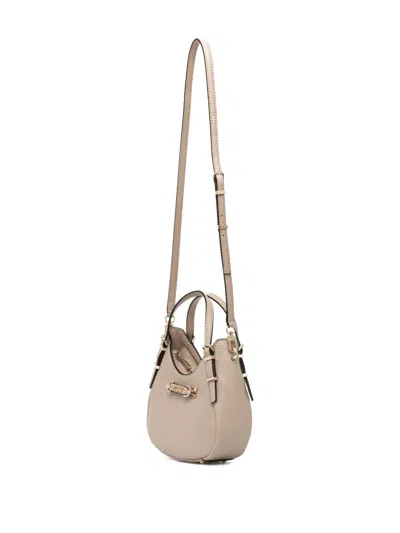 Guess Usa Mini Lefia Curved-handle Satchel Bag In Neutral