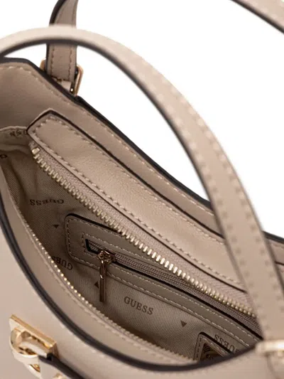 Guess Usa Mini Lefia Curved-handle Satchel Bag In Neutral