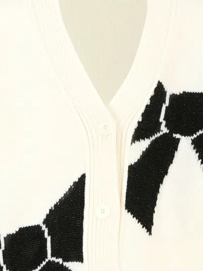 Simonetta Bow-pattern Wool Cardigan In White
