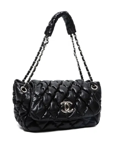 Pre-owned Chanel 2009-2010 Bubble Quilt Shoulder Bag In Black