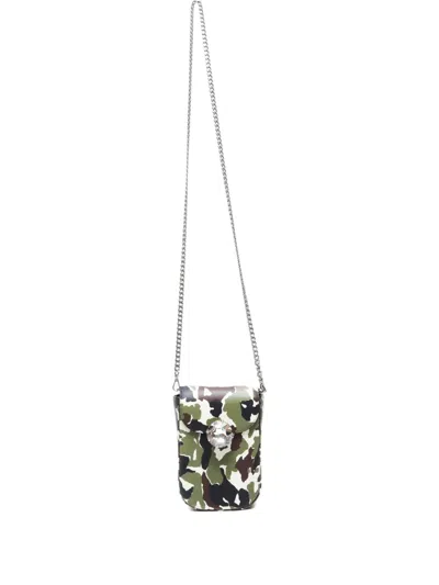 Pre-owned Miu Miu 2010-2020s Camouflage-pattern Crystal-embellished Phone Case In Green