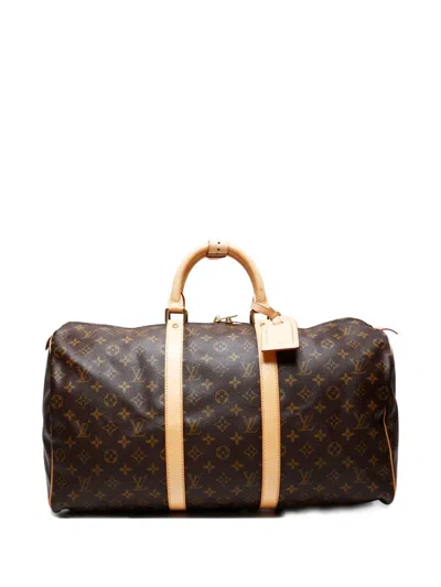Pre-owned Louis Vuitton 1997 Monogram Keepall 50 Boston Bag In Brown