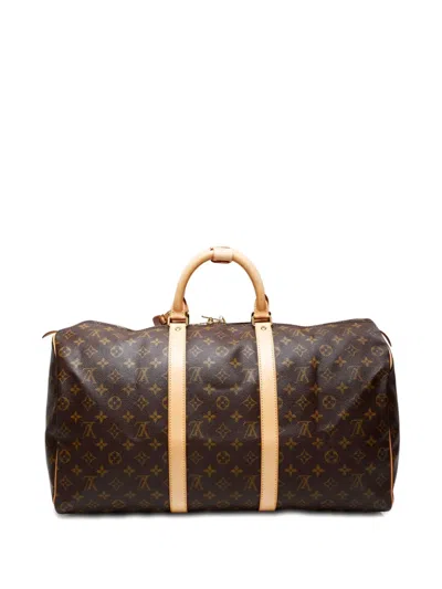 Pre-owned Louis Vuitton 1997 Monogram Keepall 50 Boston Bag In Brown