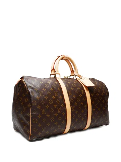 Pre-owned Louis Vuitton 1997 Monogram Keepall 50 Boston Bag In Brown