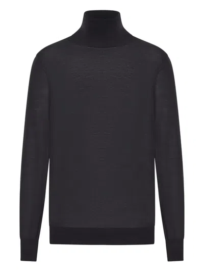 Saint Laurent Extrafine Stretch Wool Sweater With Turtleneck In Black
