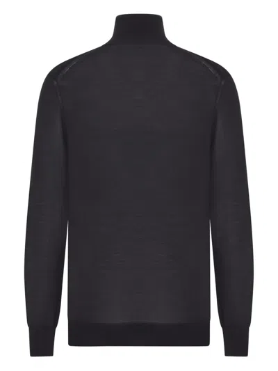 Saint Laurent Extrafine Stretch Wool Sweater With Turtleneck In Black