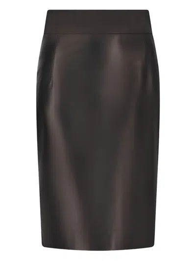LEATHER PENCIL MIDI SKIRT