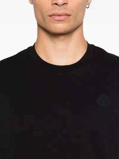 Moncler Soft Cotton Short Sleeve Crew Neck T-shirt In Black