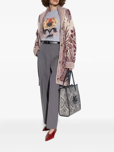 Etro Floral T-shirt In Gray