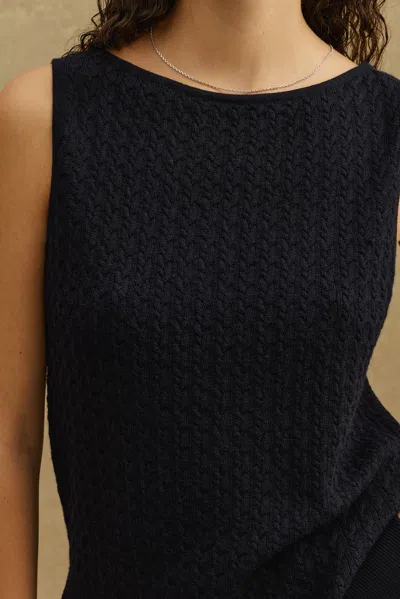 A Days March Blake Boat Neck Merino Cable Tank Top In Blue