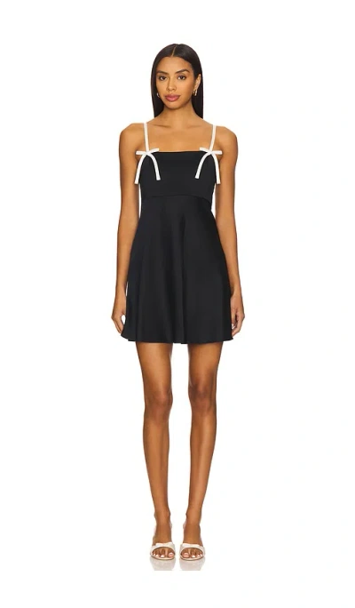 Alice And Olivia Morgan Babydoll Mini Dress With Bow Dtl In Black