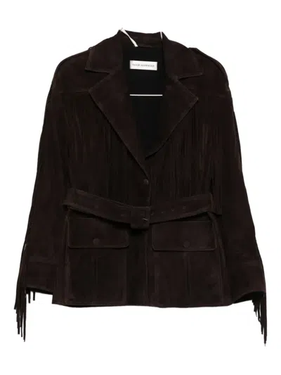 Nour Hammour Cassidy Fringed Jacket In Brown