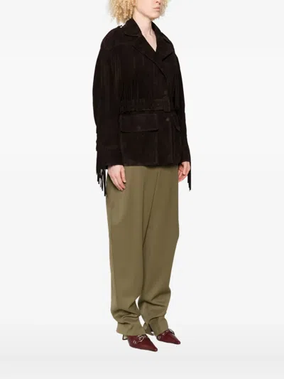 Nour Hammour Cassidy Fringed Jacket In Brown