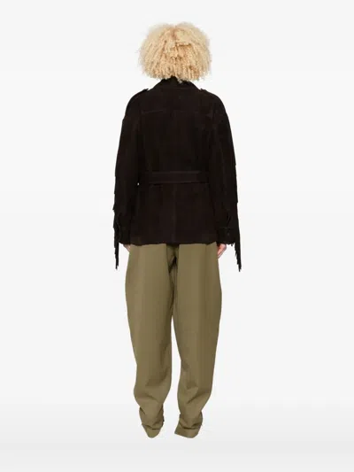 Nour Hammour Cassidy Fringed Jacket In Brown