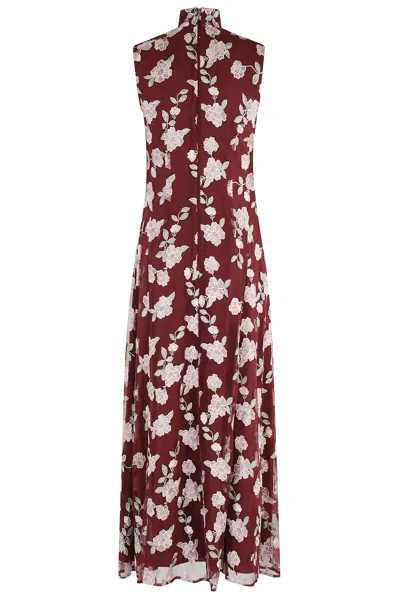 Rotate Birger Christensen Womens Asyna Floral-embroidered Mesh Maxi Dress Zinfandel In Multi