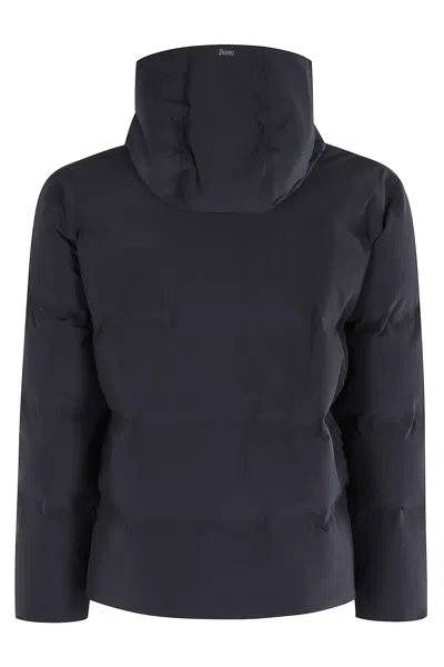 Herno High-collar Hooded Down Jacket With Logo Detail In Multi