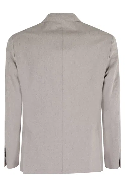 Eleventy Sand Wool Cashmere Blend Single-breasted Jacket In Gray