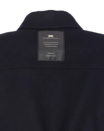 Elisabetta Franchi Belted Jacket Logo Buttons In Blue