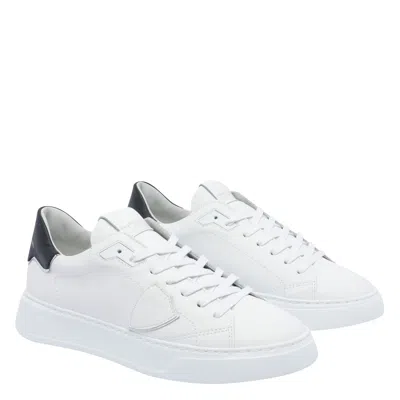 Philippe Model Temple Low Man Blanc/bleu Sneakers In White