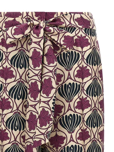 Max Mara Floral Bow Detail High Waist Trousers In Purple