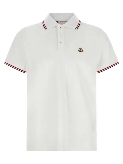 Moncler White Cotton Short-sleeved Polo T-shirt In White