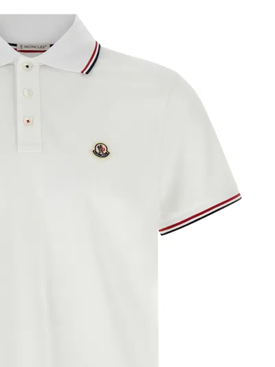 Moncler White Cotton Short-sleeved Polo T-shirt In White