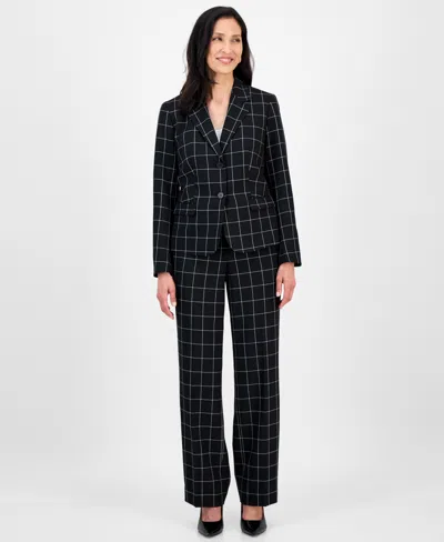 Le Suit Women's Windowpane Check Notch Collar Pantsuit Set, Regular & Petite In Multi