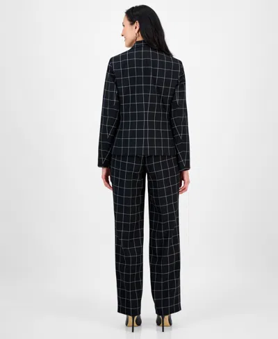 Le Suit Women's Windowpane Check Notch Collar Pantsuit Set, Regular & Petite In Multi