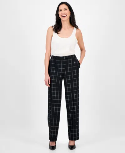 Le Suit Women's Windowpane Check Notch Collar Pantsuit Set, Regular & Petite In Multi