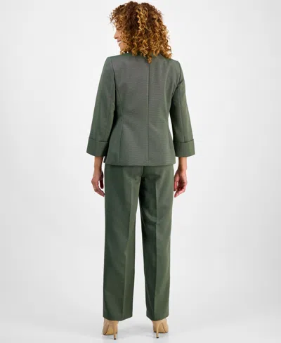 Le Suit Women's Collarless Wide-leg Pantsuit Set, Regular & Petite In Green