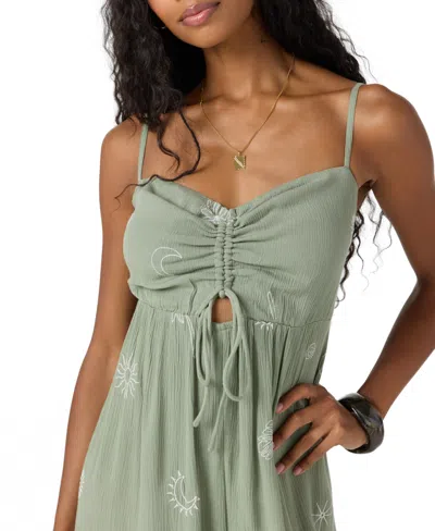 O'neill Juniors' Keiko Embroidered Side-slit Jumpsuit In Green