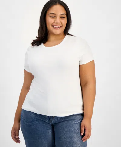 Bar Iii Trendy Plus Size Foiled Crewneck T-shirt, Macy's Exclusive In Blue
