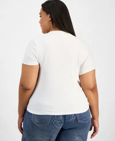 Bar Iii Trendy Plus Size Foiled Crewneck T-shirt, Macy's Exclusive In Blue