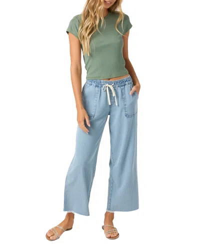 O'neill Juniors' Sevie Cotton Wide Led Denim Pants In Blue