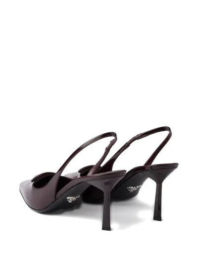 Prada Patent Leather Slingback Pumps In Brown