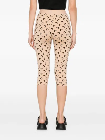 Marine Serre Ssense Exclusive Tan Recycled Moon Jersey Capri Leggings In Pink
