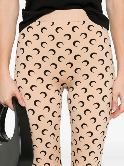 Marine Serre Ssense Exclusive Tan Recycled Moon Jersey Capri Leggings In Pink