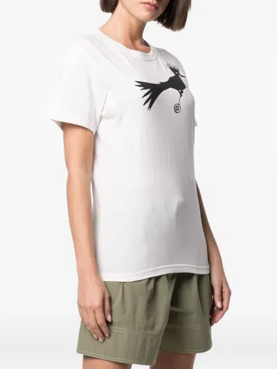 10 Corso Como Bird-print Cotton T-shirt In White