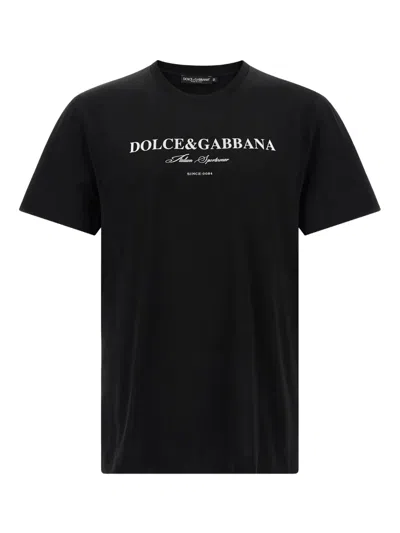 Dolce & Gabbana Graphic Crew Neck T-shirt With Short Sleeves In Black