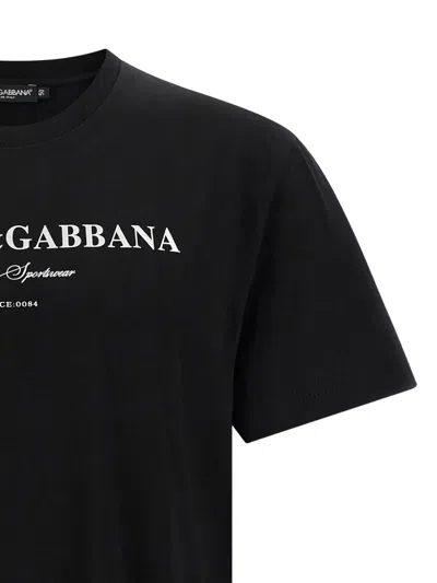 Dolce & Gabbana Graphic Crew Neck T-shirt With Short Sleeves In Black