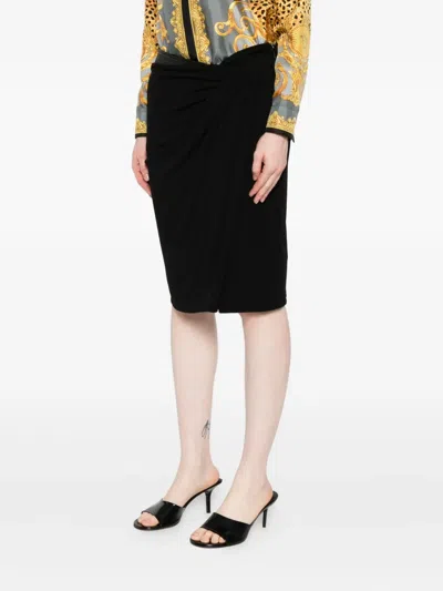 Versace Draped Skirt With Embellishment In Black
